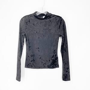 Divided Long Sleeve Mock Neck Velvet Top Size Small